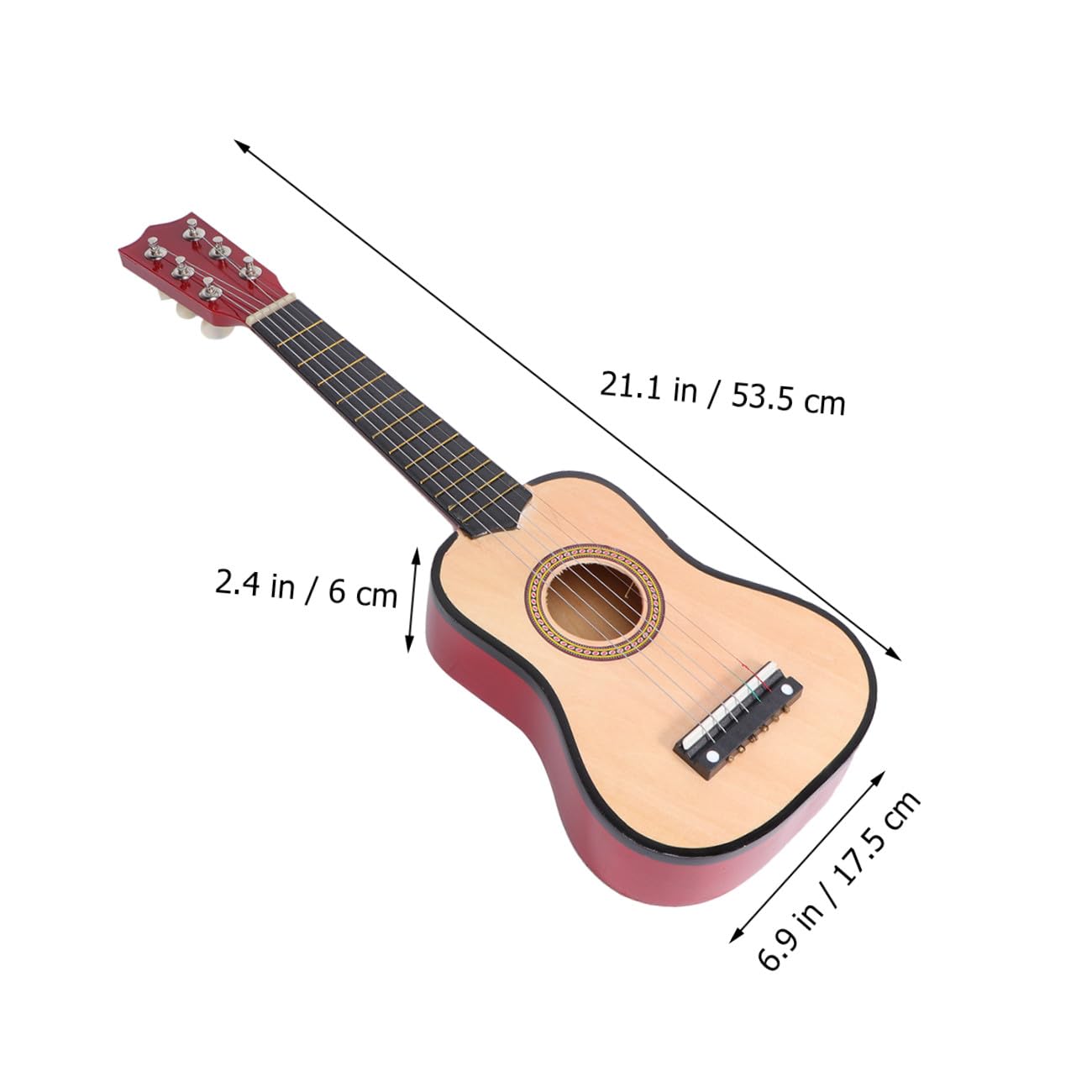 Chitarra Acustica Per Ragazzo Ragazza 21 Pollici, Strumento Musicale Ergonomico in Legno Finitura Atossica, Per Principianti e Regali, Chitarra Portatile Per Esercitarsi e Imparare a Suonare