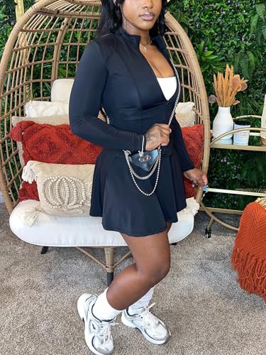 Tennis Skirts Set Womens 2 Piece Outfits Long Sleeve Zip Up Jackets Two Piece Mni Skirts Set Golf Skort Athletic Sports3