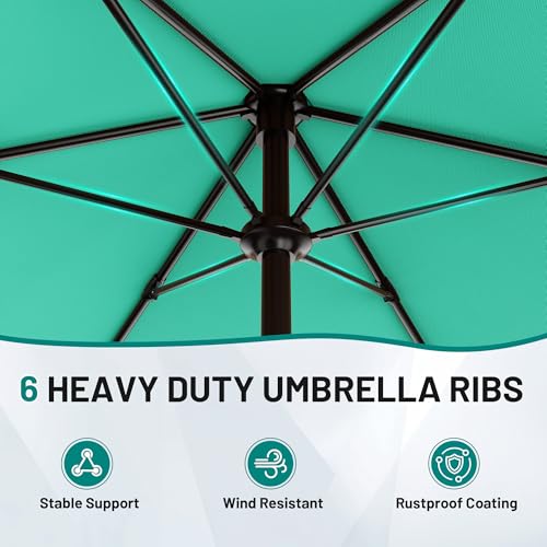 AreShark 10 FT Patio Umbrella for Outdoor, Outdoor Table Umbrella with Push Button Tilt and Crank, Outdoor Patio Umbrellas with 6 Sturdy Ribs, Patio Umbrellas for Market, Garden, Pool (Apple Green) by AreShark - Image 3