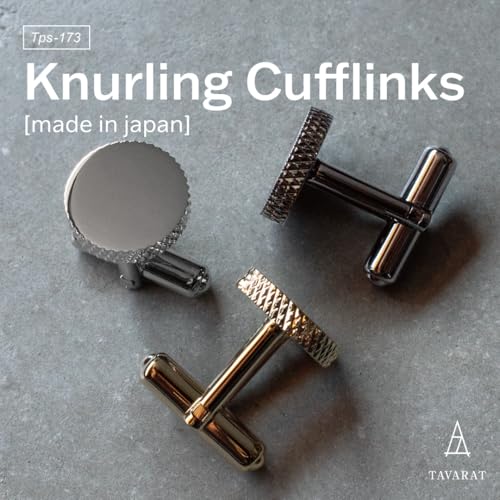 [TAVARAT] Cufflinks for Men Knurling Black Silver Tps-1732