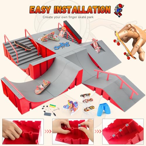 CS COSDDI Mini rampe de skateboard à doigts, rampe de skate park à doigts, rampe de skateboard à doigts pour enfants, cadeau d'anniversaire – vue 7