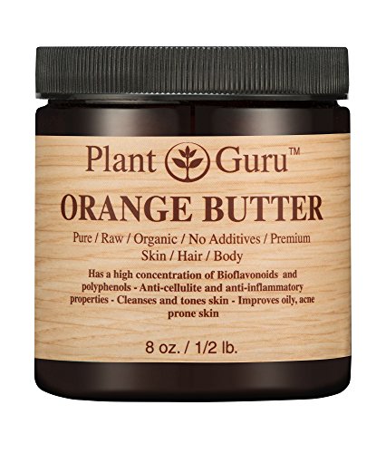 Orange Body Butter 8 oz. 100% Pure Raw Fresh Natural Cold Pressed. Skin Body and Hair Moisturizer, DIY Creams, Balms, Lotions, Soaps.