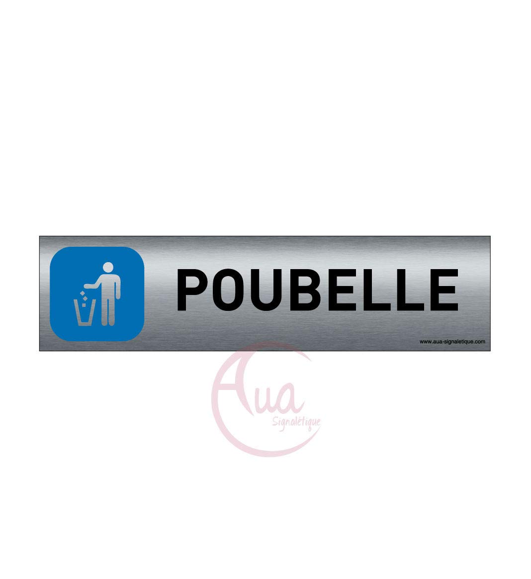 AUA SIGNALETIQUE, Plaque de porte Aluminium brossé imprimé AluSign, 200x50 mm, Double Face adhésif au dos