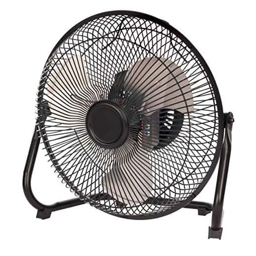 Mainstay 9" Durable Metal High-Velocity Fan with Three-Speed Rotary Switch, Black (1)