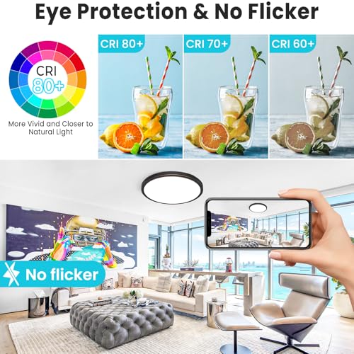 Image of libtit 16Inch Flush Mount LED Ceiling Light Fixture, 3000K 4000K 6500K Adjustable, 36W 3600lm Rubbed Bronze Satin Round Ceiling Lamp for Bathroom Shower Hallway Kitchen, 2 Pack