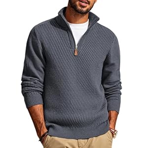 PJ PAUL JONES Mens Quarter Zip Pullover Sweaters Casual Slim Fit Knit Texture Sweater