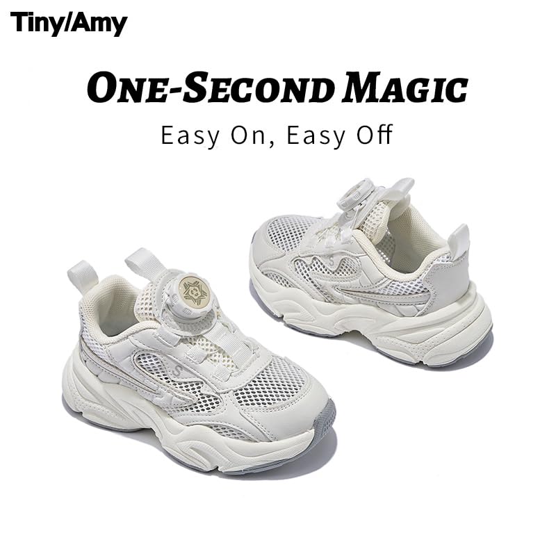 Kids Athletic Sneakers, Easy On BOA System, White and Blue Mesh, Lightweight2