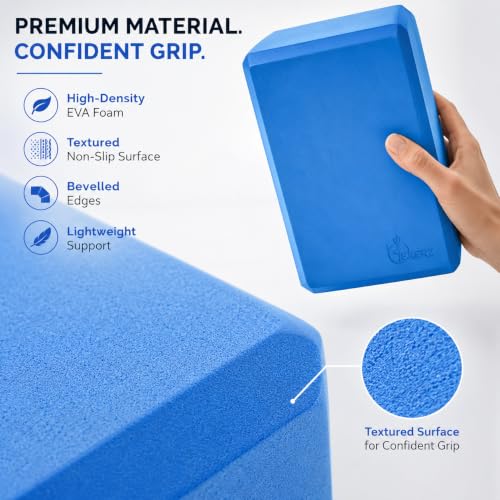 Image of Exerz EXYB-002 Yoga Blocks 2PK High Density - Comfortable Fitness Foam Bricks, Anti-Slip, Lightweight and Travel Friendly
