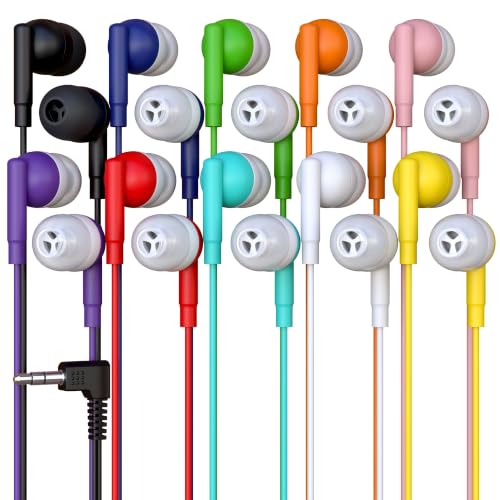 10 Pack Bulk Wired Earbuds, In Ear Headphones with 3.5mm Jack, 4ft Tangle Free Cable, Comfortable...