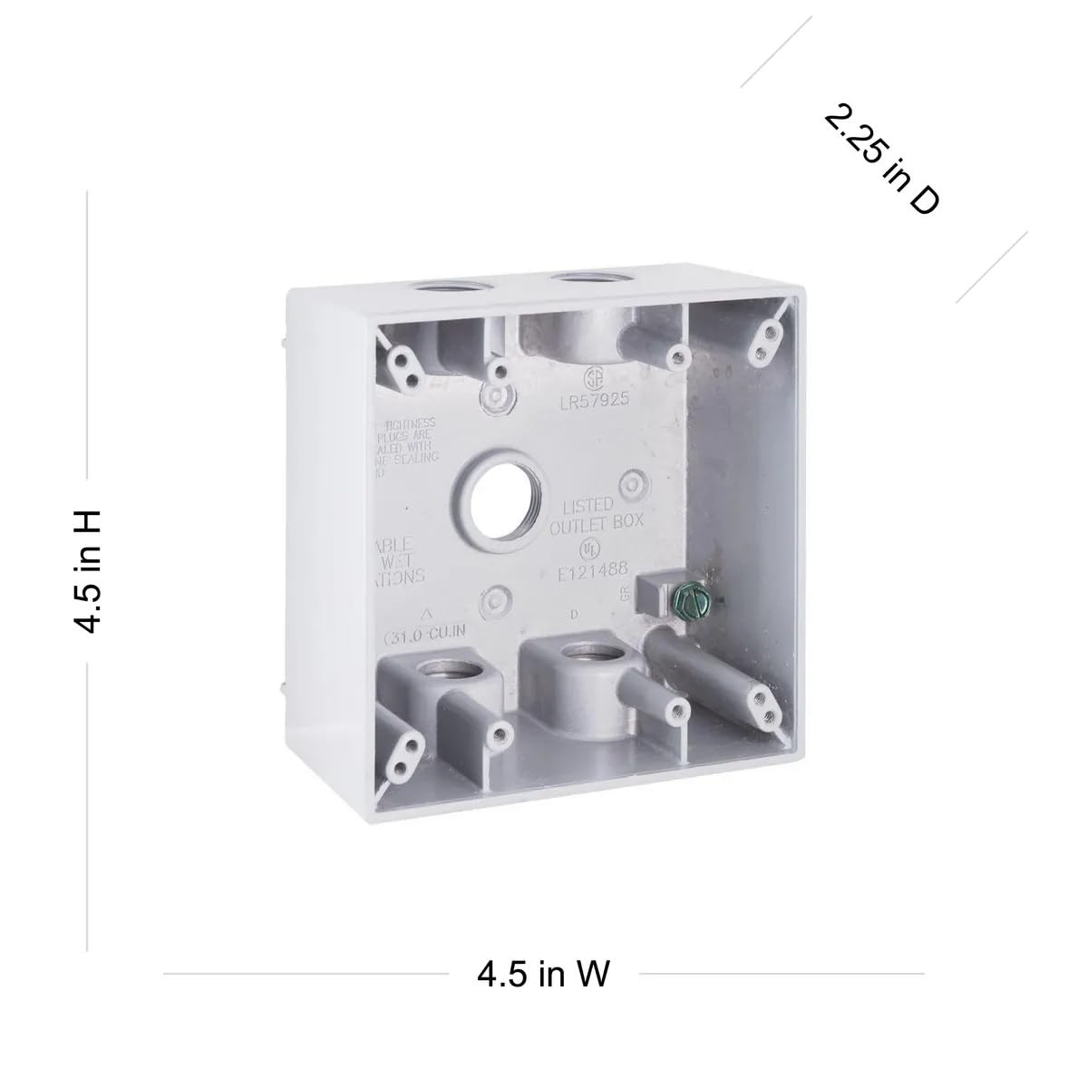 Hubbell-Raco 5337-1 Weatherproof Box, 2 Gang, 31 Cu-in X 4-9/16 in