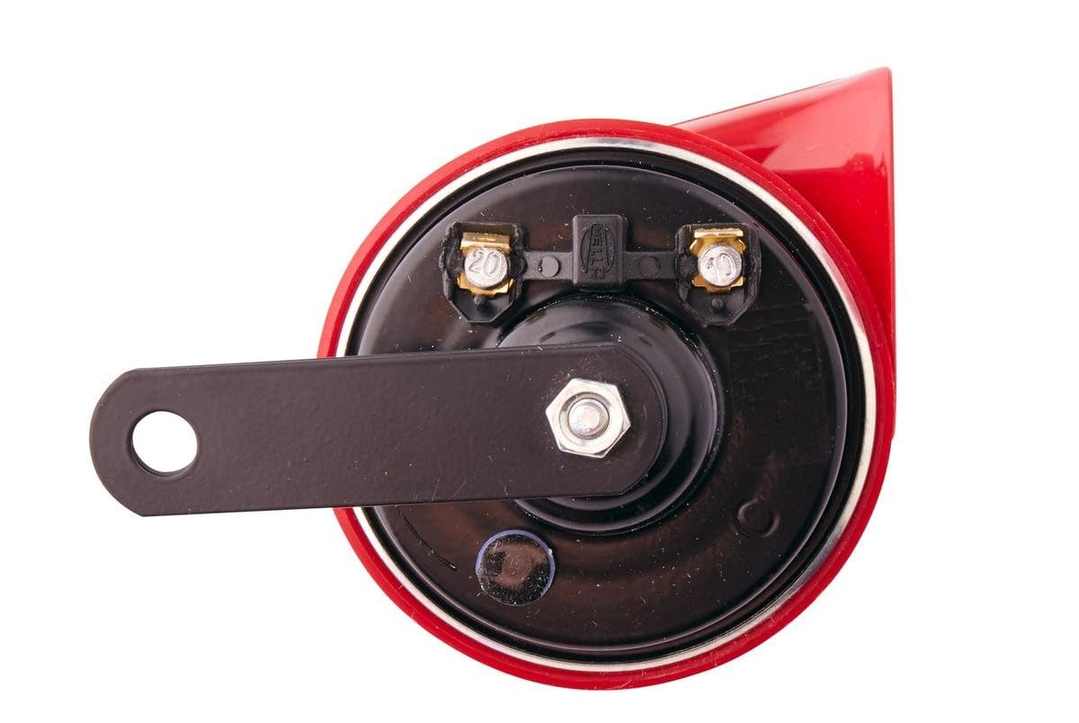 HELLA Tromba,STYLE HORN TE24,12V,110dB(A),Gamma frequenze,500Hz,Tono alto,elettrico,Colore alloggiamento/sede,rosso/nero,Attacco piatto ad innesto,Quantità,1,3FG 007 424-011