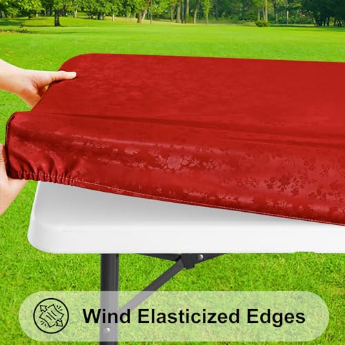 Image of Smiry Heavy Duty Vinyl Fitted Tablecloths for 4 Foot Rectangle Tables