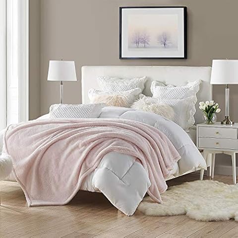 Swift Home Extra-Fluffy & Plush Solid Color Oversized Faux Fur Throw Blanket, Soft Luxurious, Cozy & Lightweight for Home & Travel, All Seasons – Blush (60”x70”) Cover