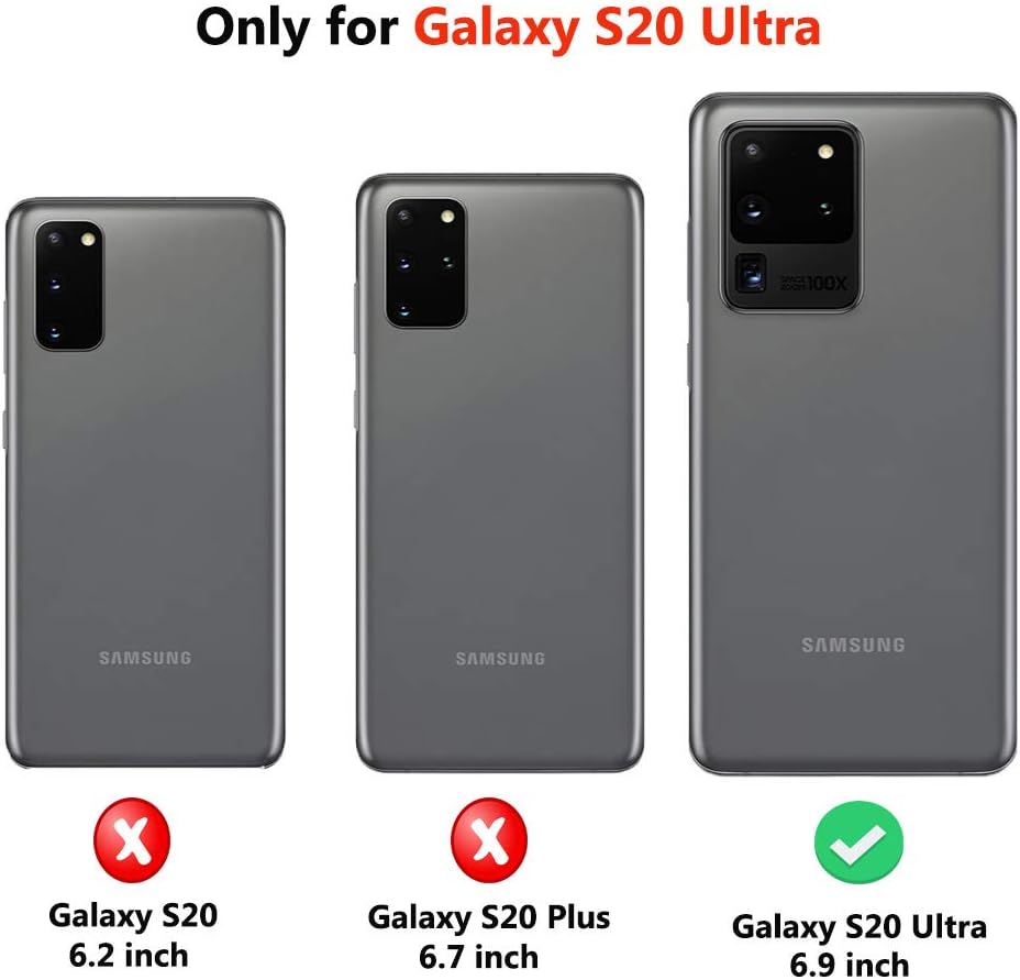 ORETECH Designed for Samsung Galaxy S20 Ultra Case (2020) Clear Back Ultra Thin with Transparent Hard PC Soft TPU Silicone Bumper Frame Protective Cover for Galaxy S20 Ultra 5G- 6.9" Black