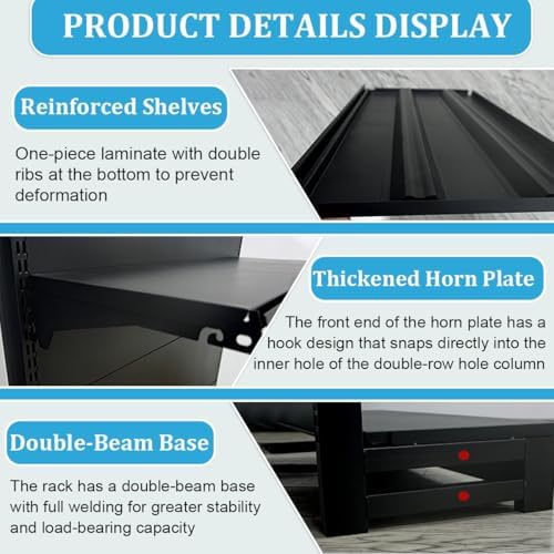 Double-Sided Gondola Shelving Display Rack with 4 Sturdy Shelves for Grocery, Liquor, Office Supplies - Sleek Market Shelf for Retail Stores