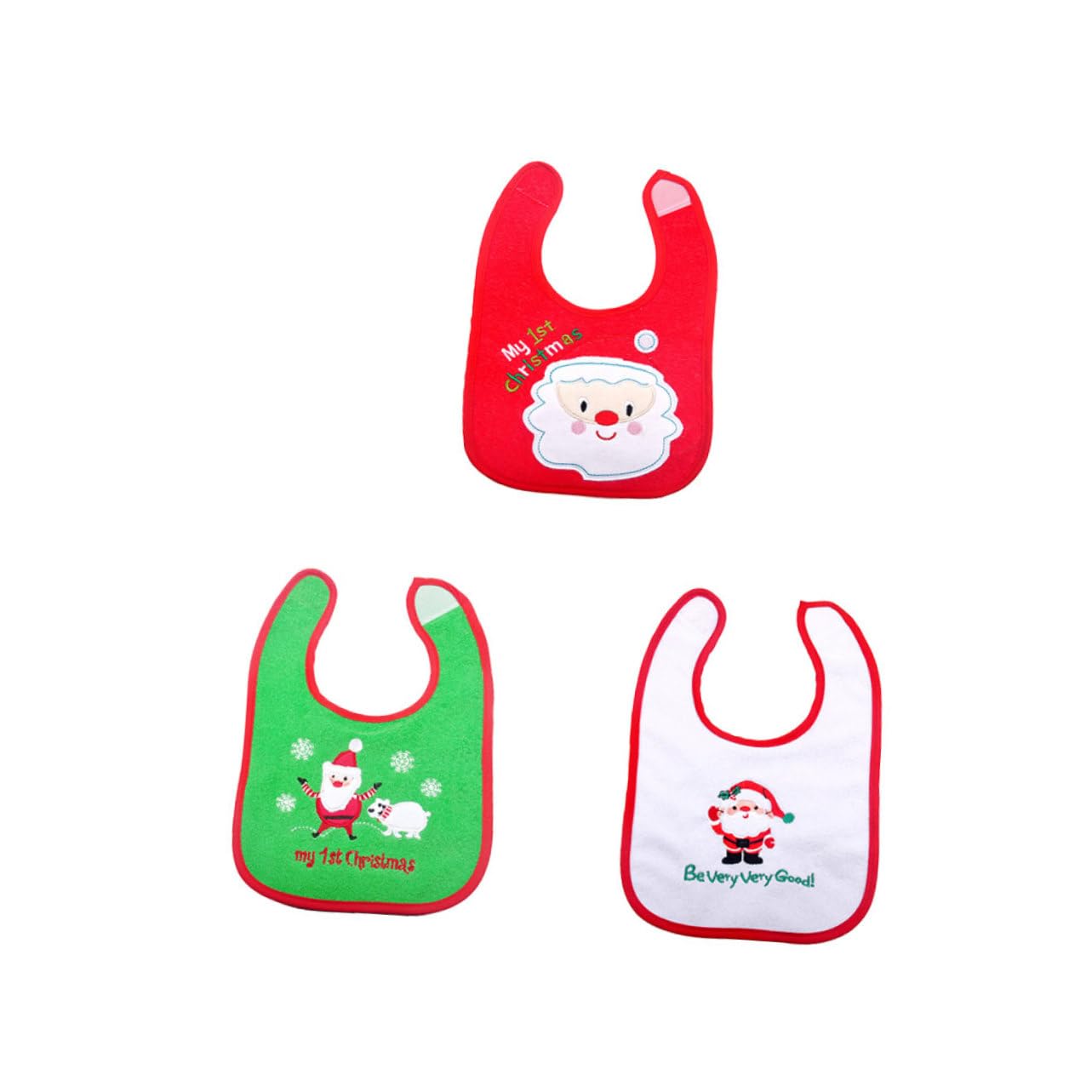 TOYANDONA 9piezas Baberos Para Bebés Diseño De Papá Noel Baberos Impermeables Para Alimentación y Dentición Pocket Recolector De Comida Estilo Aleatorio