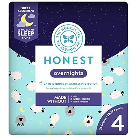 The Honest Comp, Diapers Overnight Size 4 Sheep, 24 Count
