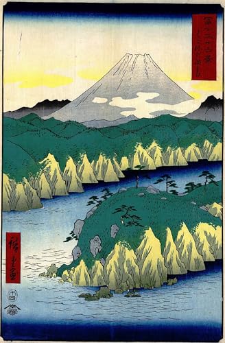 Lienzo de Utagawa Hiroshige Lago a Hakone para decorar un salón relajante de 60x90cm