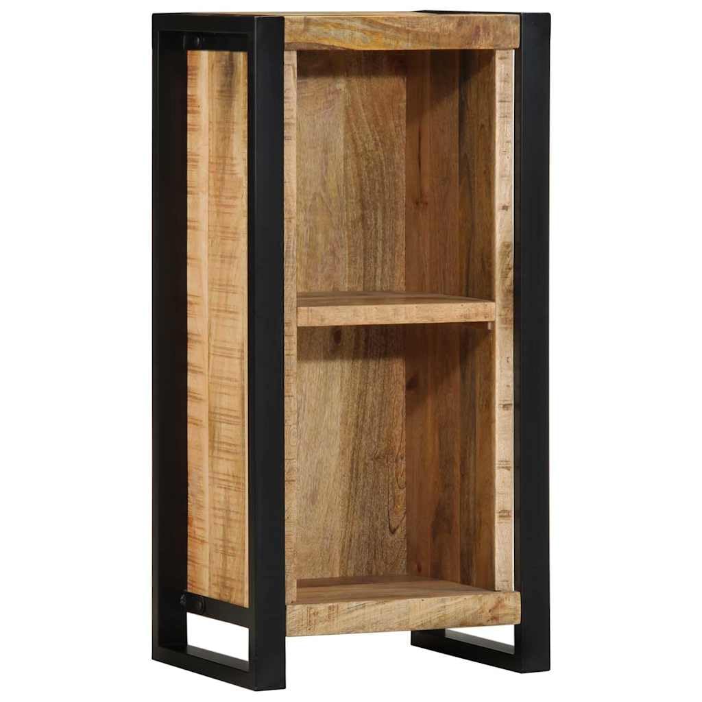 Table de Chevet Industrielle Bois de Manguier Massif - Meuble d'Appoint Salon Marron 80cm