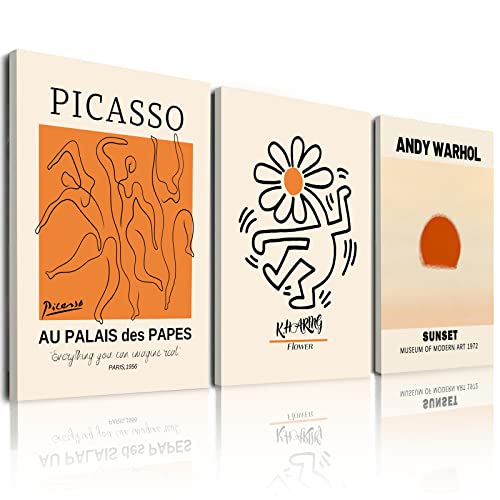 Abstract Wall Art Prints Set of 3, Framed Canvas Wall Art Geometr...