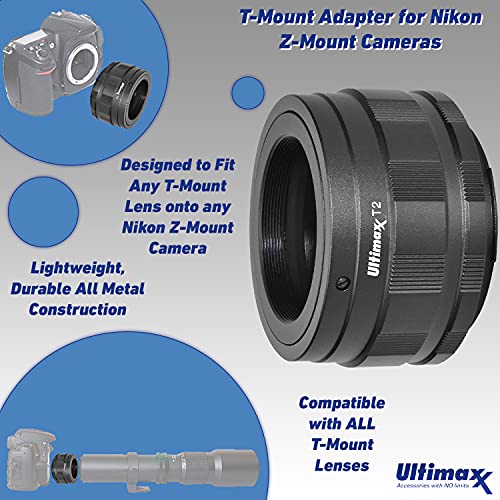 Ultimaxx 650-1300mm f/8-16 Manual Zoom Lens for Nikon Z7, Z7 II, Z6, Z6 II, Z5, Z50 Mirrorless Cameras & Other Z-Mount Cameras & Basic Bundle - Includes: 2X Converter for T-Mount Lenses & More - Thumbnail 4