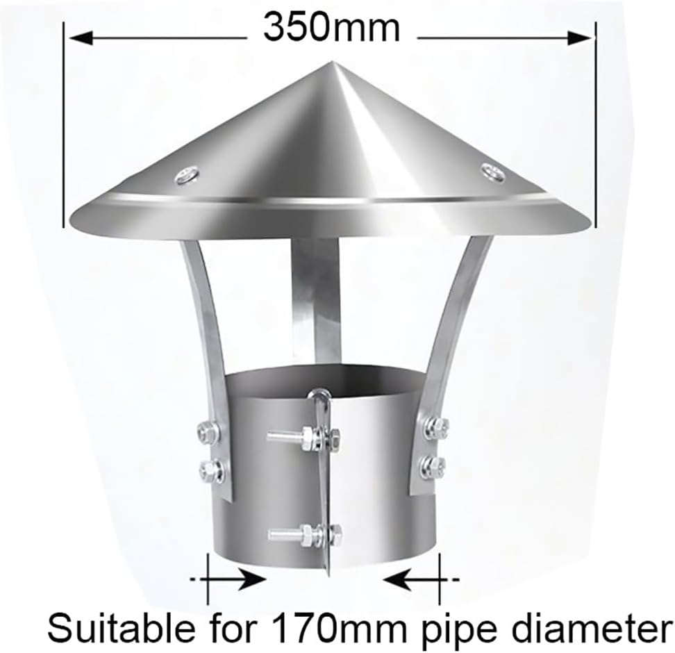 Stainless Steel Roof Vents Chimney Caps, 80mm-300mm Round Chimney Cap Fireplace Accessories, Exterior Wall Outlet Roof Pipe Exhaust Tube End, Chimney Cap with Fastening Device with Screen (S