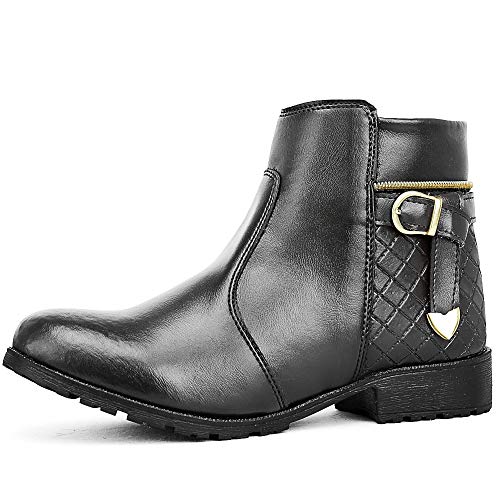 Bota Feminina Cano Curto Com Zíper SapatoFran Com Relógio Magnético (38, PRETO)