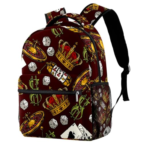 Sac à dos d'école multicolore King Crown Dice 29x20x40cm