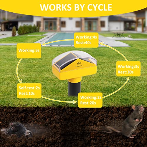 Diaotec Mole Repellent Stakes Gopher Repellent Sonic Solar Powered Snake Repellent Ip65 Waterproof 2 In 1 Solar Outdoor Lights Sonic Mole Deterrent Devices For Groundhog Vole Snake Etc (4-Pack) #TOP3