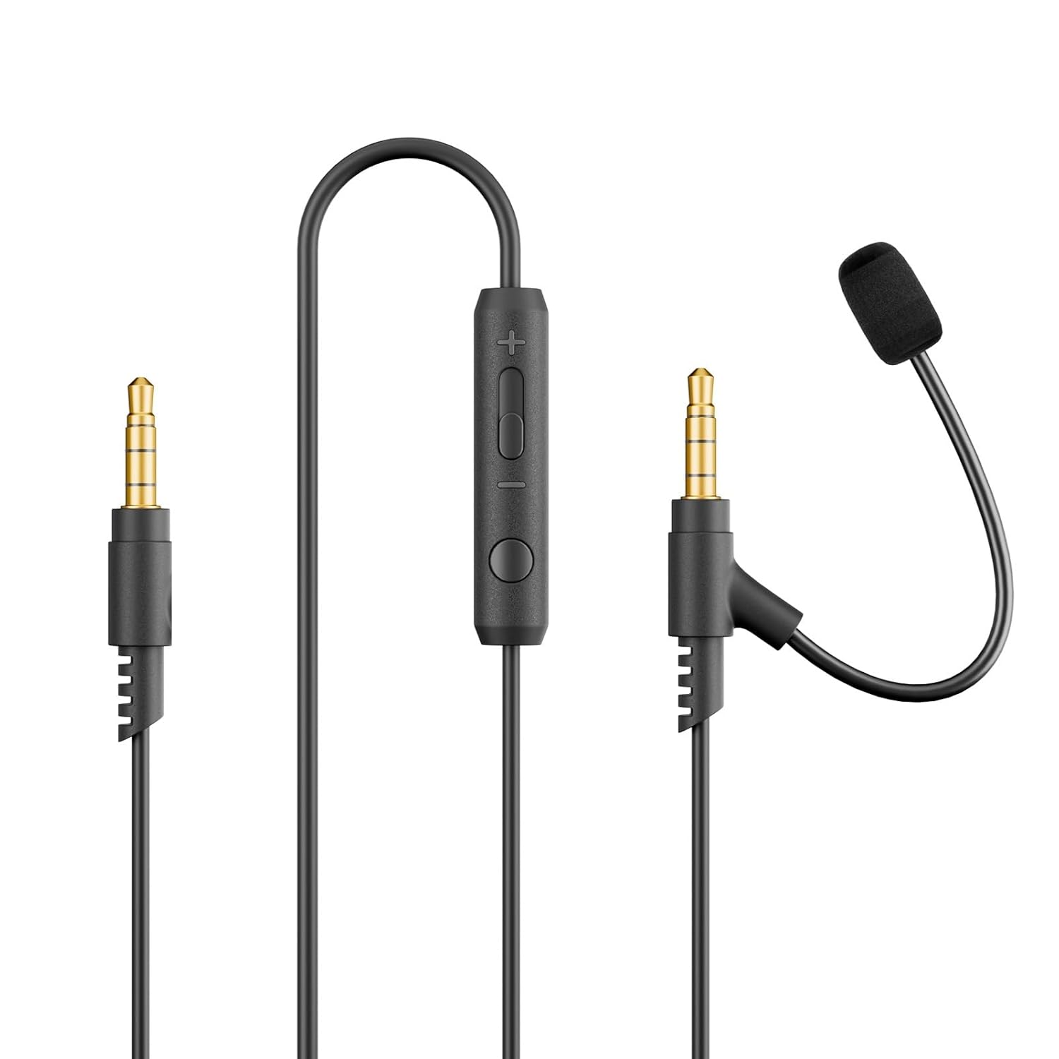 3.5mm AUX Audio Cable with External Microphone and Volume Control, 6.6Ft / 2M Male to Male AUX Cable, Compatible with Smartphones, PC, Laptop, Stereos, Headphones, Speaker