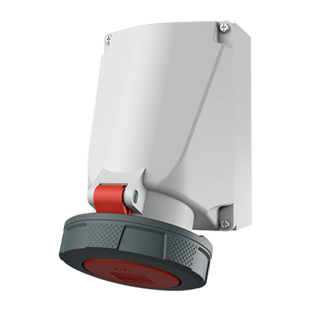 Mennekes 101100146 Bases Murales CEE, Tomas de Corriente, 400 V, 50-60 Hz, 63 A, 5 Polos, IP 67, Rojo