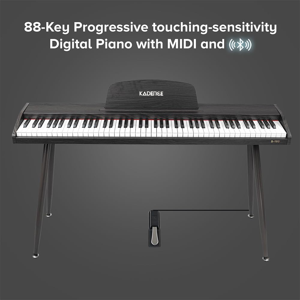 Kadence S193 Digital Piano - 88 Progressive Touch-Sensitive Keys, Bluetooth & MIDI, Ideal for Kids & Beginners (Dark Brown) - Image 3 thumbnail