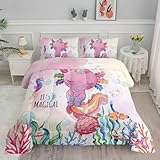 3Pcs Cartoon Axolotl Comforter Set: 1X Comforter + 2X Pillow cases. PLEASE NOTE: No Pillow, No Sheet, No Fitted Sheet Attractive Printing: Cartoon axolotl comforter set for adults women kids teens, axolotl comforter set bright vibrant colored for you...