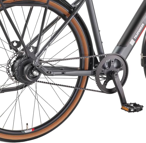 TELEFUNKEN E-Bike Herren 28 Zoll, Elektrofahrrad Hinterradmotor, 2-Gang Automatikschaltung, Hydr. Scheibenbremsen - Pedelec Urban-Bike, inkl. Fahrradschloss, UH220