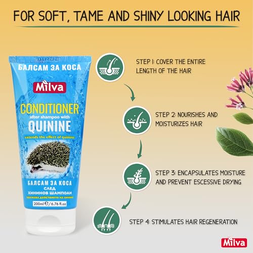 Milva Hair Conditioner for Dry Damaged Hair with Quinine Extract | Extends Action of Quinine Shampoo for Hair Growth | Hair Loss Treatment for Women | Natural Conditioner | Nourishes Scalp | 200 ML - Image 6