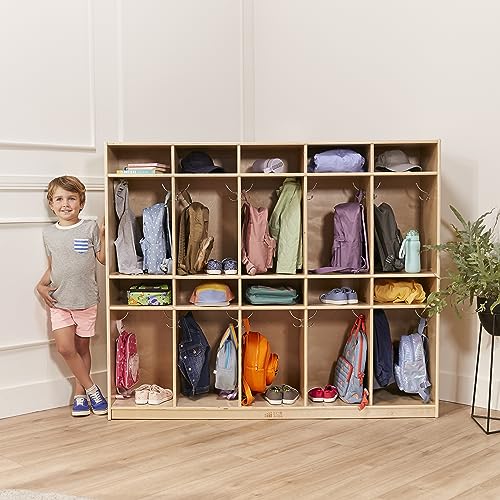 ECR4Kids 10-Section Storage Locker, Classroom Furniture, Natural