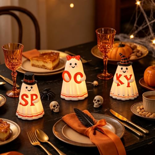 Image of Wondise Spooky Ghost Halloween Flameless Candles with 6hrs Timer