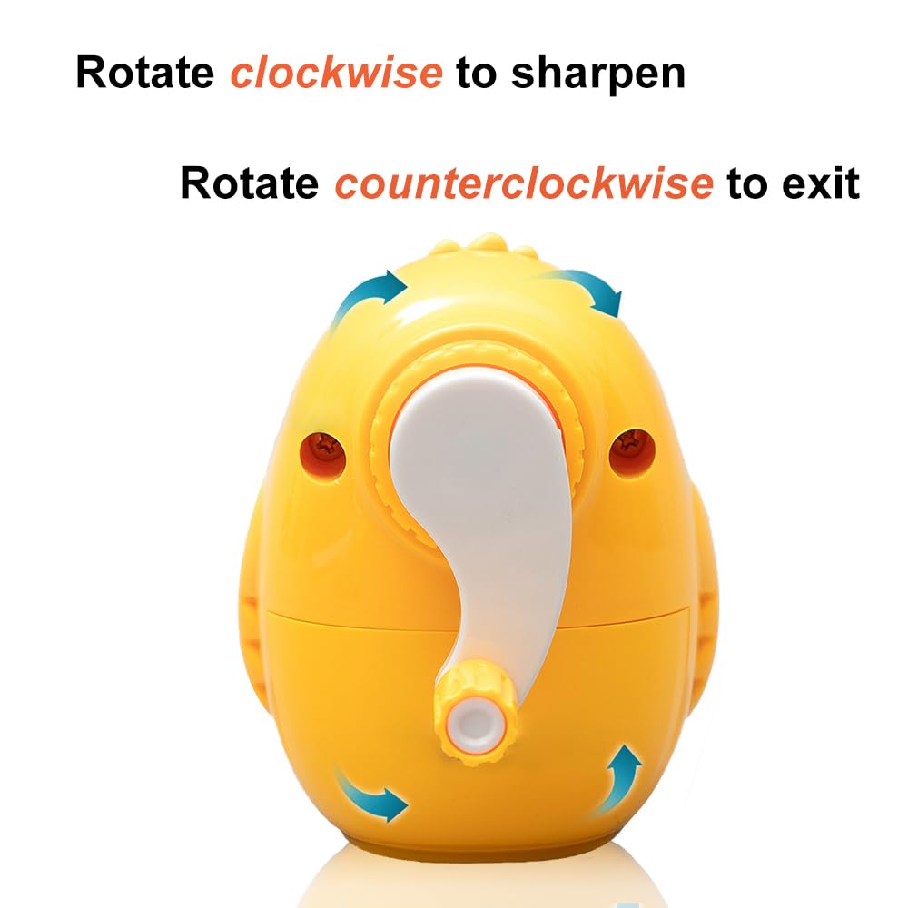 2 in 1 Cartoon Pencil Sharpener - Hand Crank Desktop Sharpener, Cute Mommy Duck & Baby for School Kids - Yellow Hen - Image 4