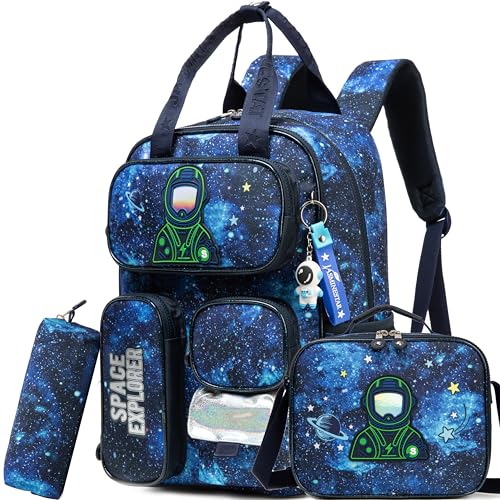 MYHSBYO Mochilas escolares para meninas, meninos, crianças, mochila escolar para estudantes do ensino fundamental de 6 a 8 anos, Espaço B
