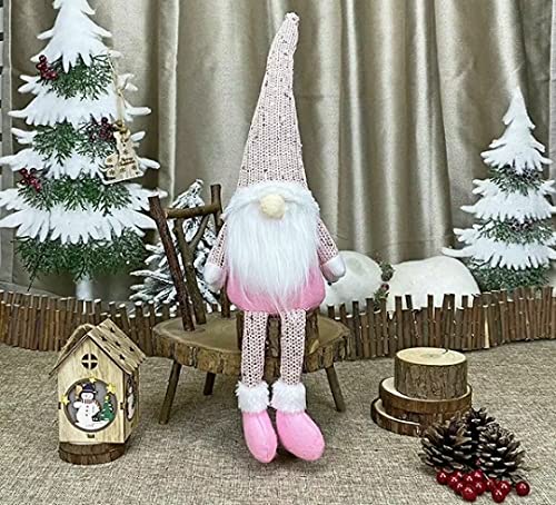 GiftShop Christmas Gnome Xmas Decorations Home Decor Grey Pink White Gonk Nordic Ornaments Gift Large Sequin Gnomes (Pink)