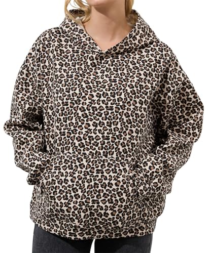 calbatic Sudadera con Capucha de Gran tamaño con Estampado de Leopardo para Mujeres y Hombres, Sudadera de Manga Larga con Capucha y Bolsillo,...