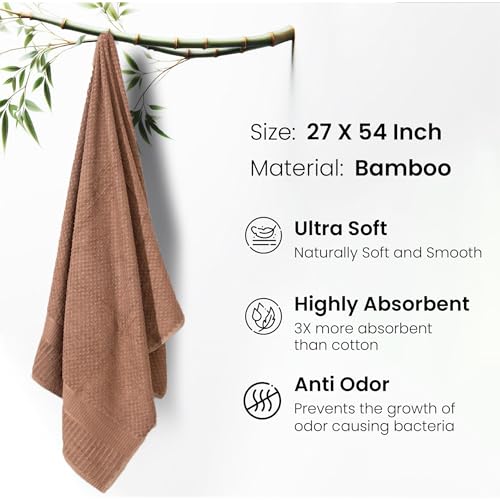 Image of Mush Hearth & Haven Bamboo Towels for Bath Large Size | 450 GSM Bamboo Bath Towel for Men & Women | Soft, Highly Absorbent & Quick Dry | 70 X 140 cms (Desert Sand)