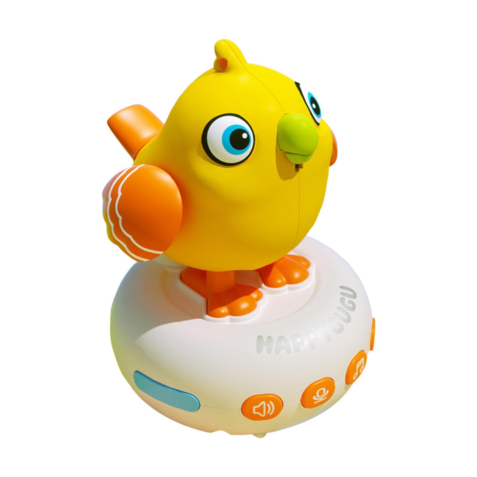 Reloj Eléctrico para Pájaros de Juguete para Niños, Divertido Juguete de Pájaro, Juguete Musical Interactivo para El Aprendizaje Temprano, Amarillo