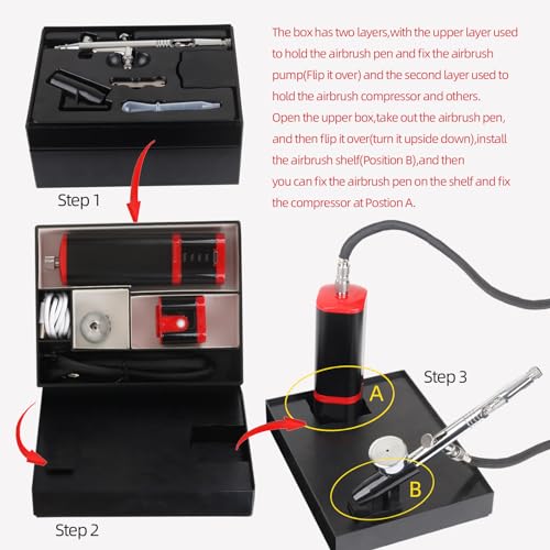 Image of Cordless airbrush kit with air brush holder replaceable 2pcs batteries powered portable handhold mini air brush compressor for barber,nail,cake,miniature,model,leather art