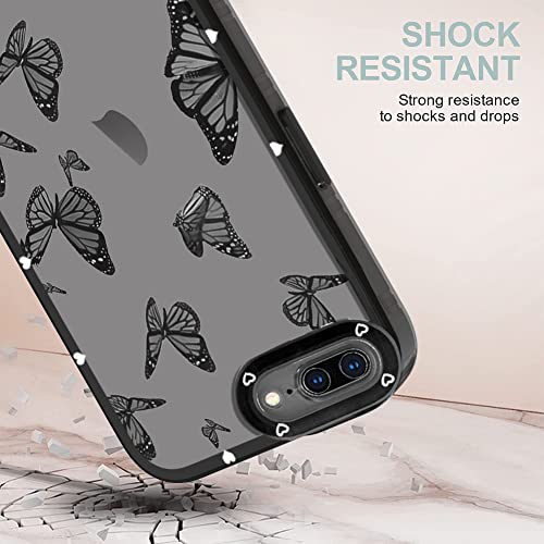 Lsl Compatible With Iphone 8 Plus Case Iphone 7 Plus Case Black Butterfly Pattern Deign Soft Tpu Bumper Anti-Drop Protective Wireless Slim Clear Cover For Iphone 8 Plus/Iphone 7 Plus 5.5 Inch #TOP3