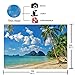 Funnytree 7x5ft Summer Tropical Beach Backdrop Seaside Island Palm Trees Photography Background for Picture Blue Sea Sky Sunshine Luau Themed Party Decorations Photo Booth Studio Props