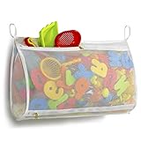 Tenrai Mesh Bath Toy Organizer, Bathtub Storage Bag, Multi-Purpose Baby Toys Net, Toddler Shower Caddy for Bathroom, Kids Toy Holder (14' x 20' , White, M)