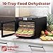 Magic Mill Premium Food Dehydrator Machine (10 Extra-Large Stainless Steel Trays) 700W Dryer for Beef Jerky, Fruits, Vegetables, Dog Treats, 48 Hour Digital Timer - 95°-167° Temperature Control