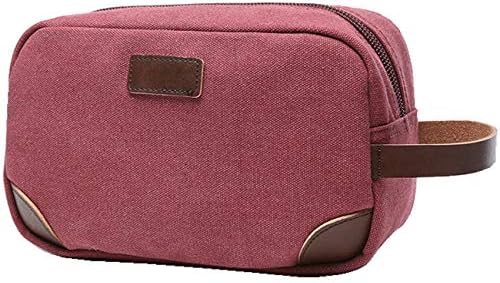 IBLUE Toiletry Bag Leather and Canvas Travel Dopp Kit Bathroom Shaving Organizer for Men&Women Travel Accessories,#B03 (Hot pink)