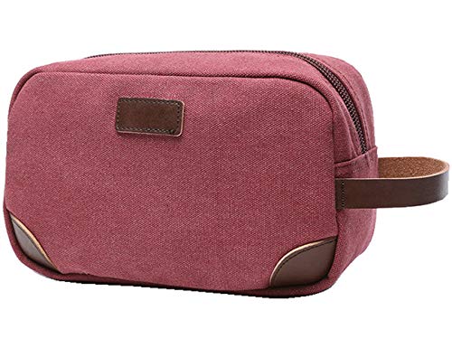 Iblue Toiletry Bag Leather And Canvas Travel Dopp Kit Bathroom Shaving Organizer For Men&Women Travel Accessories,#B03 (Hot Pink) #TOP27